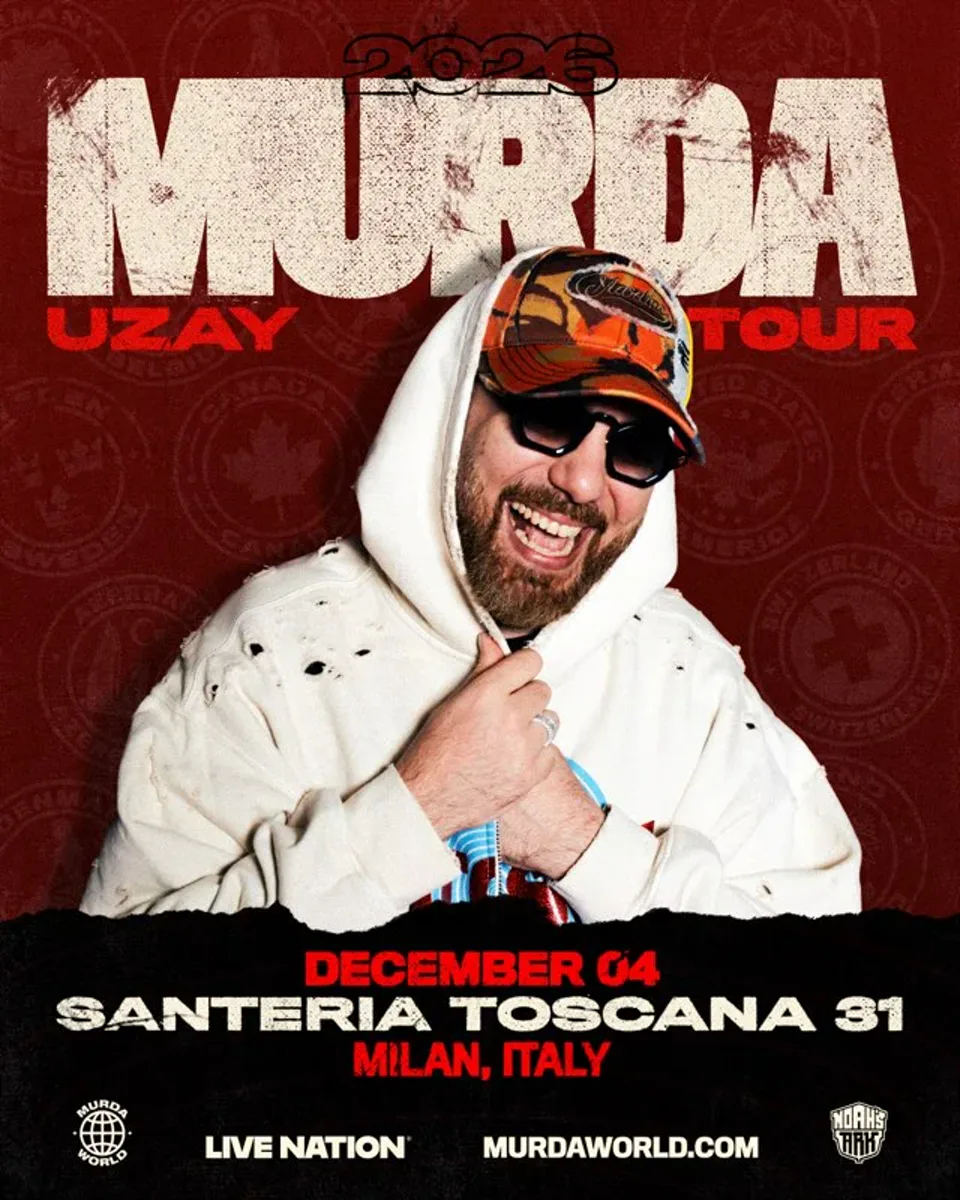 Santeria Toscana 31, Milan için Murda World UZAY Tour sayfasında yayımlanan resmî etkinlik görseli. · Murda